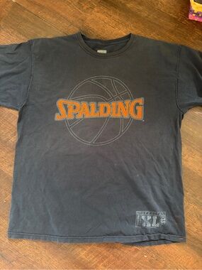 Spalding Black T‑Shirt with Orange Logo